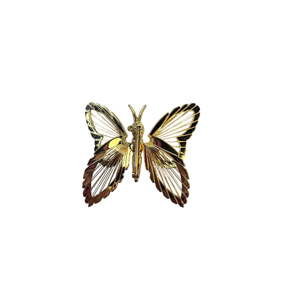 Monet Butterfly Brooch Gold Tone Openwork Figural 1.83 Inch Vintage