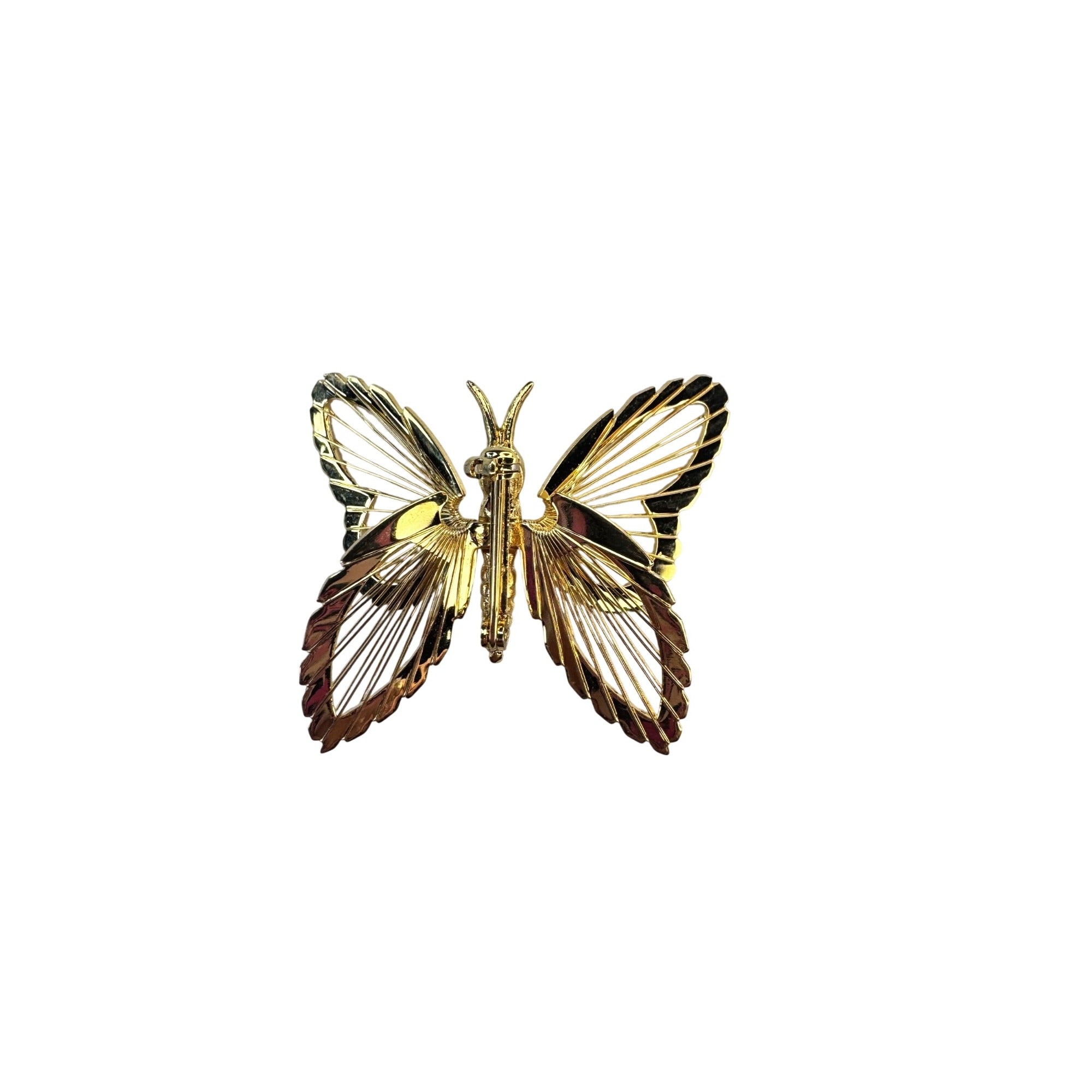 Monet Butterfly Brooch Gold Tone Openwork Figural 1.83 Inch Vintage