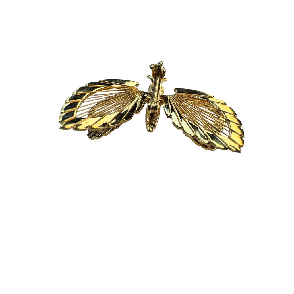 Monet Butterfly Brooch Gold Tone Openwork Figural 1.83 Inch Vintage