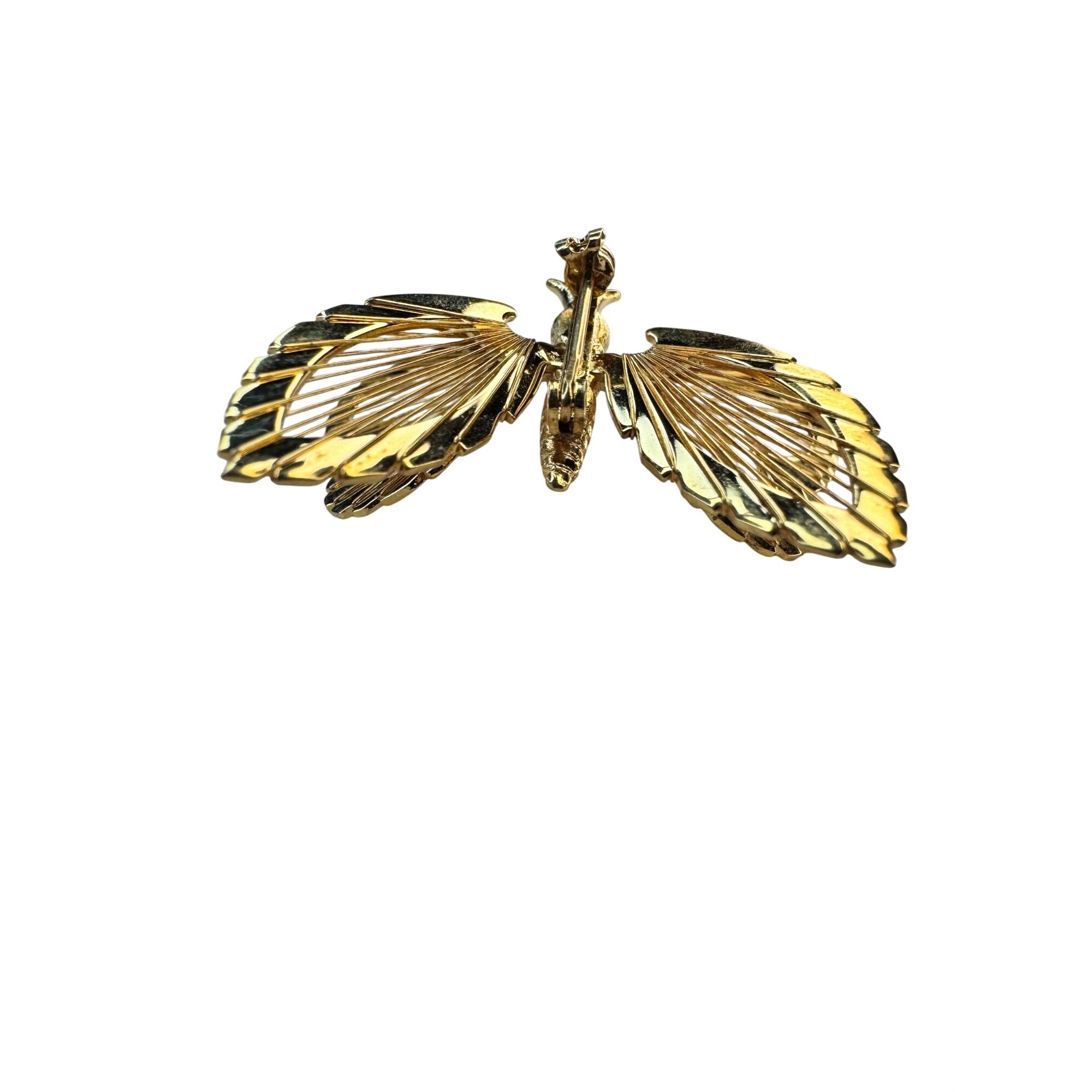 Monet Butterfly Brooch Gold Tone Openwork Figural 1.83 Inch Vintage