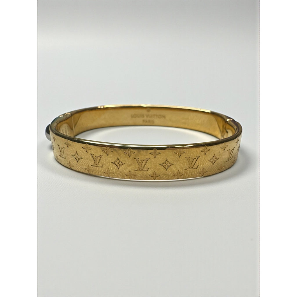 Louis Vuitton Nanogram Monogram Bangle Bracelet M00251 LE4264 Gold Tone