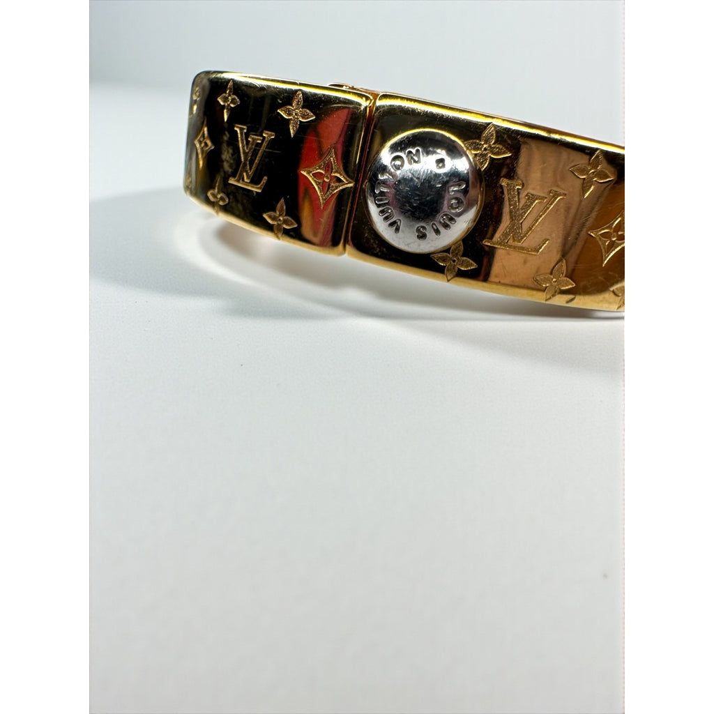 Louis Vuitton Nanogram Monogram Bangle Bracelet M00251 LE4264 Gold Tone