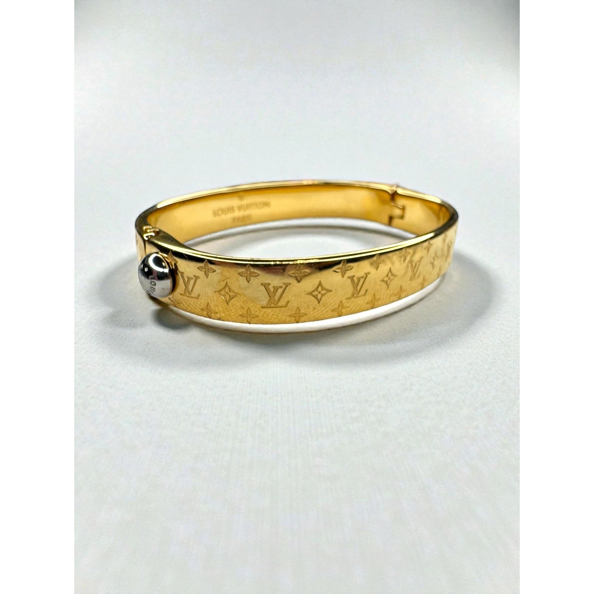Louis Vuitton Nanogram Monogram Bangle Bracelet M00251 LE4264 Gold Tone