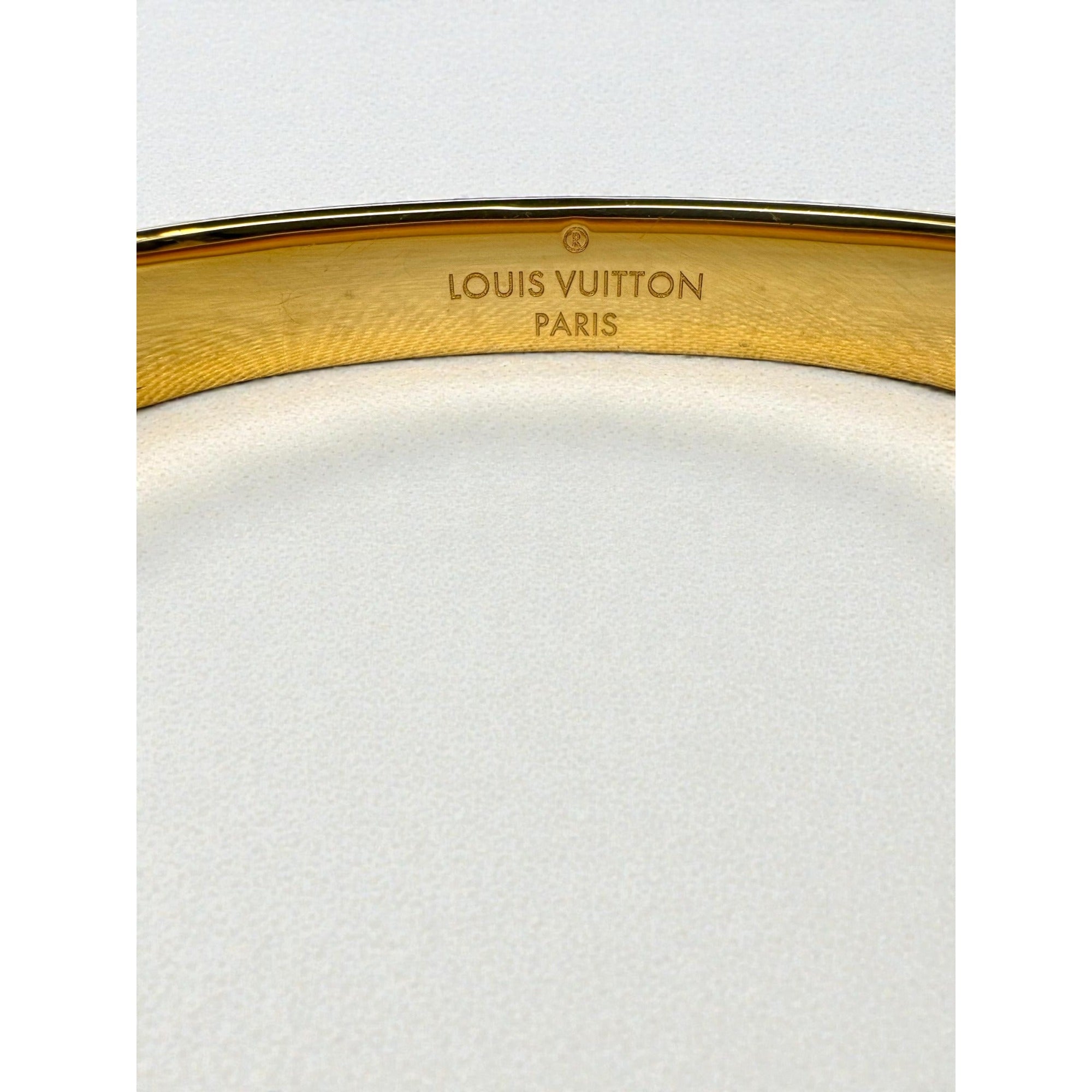 Louis Vuitton Nanogram Monogram Bangle Bracelet M00251 LE4264 Gold Tone