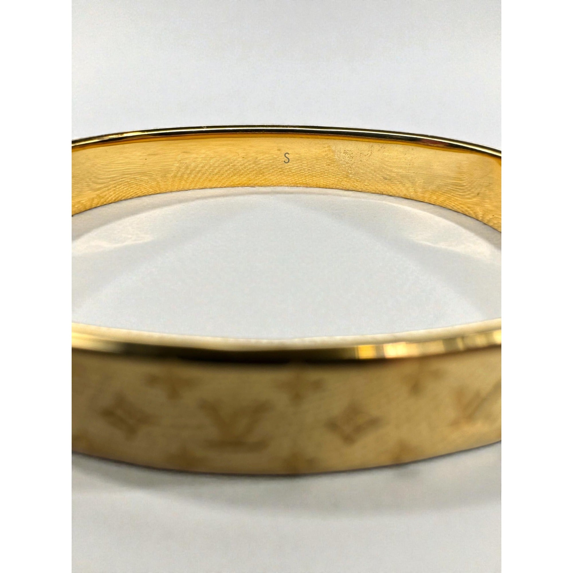Louis Vuitton Nanogram Monogram Bangle Bracelet M00251 LE4264 Gold Tone
