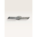 Crown Trifari 1960s Silver Tone Textured Ribbon Knot Long Bar Brooch Pin 3.43"