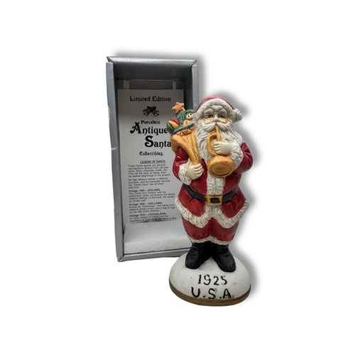 1990s Caldor Stores Porcelain Santa Figurine 1925 USA Father Christmas 5”