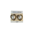 Unsigned Clip On Earrings Gold Faux Pearl Heart 1990s Vintage