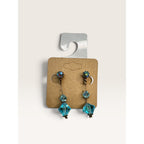 1950s Blue Crystal Manganese UV Reactive Bead Screwback Dangle Earrings 1.75"