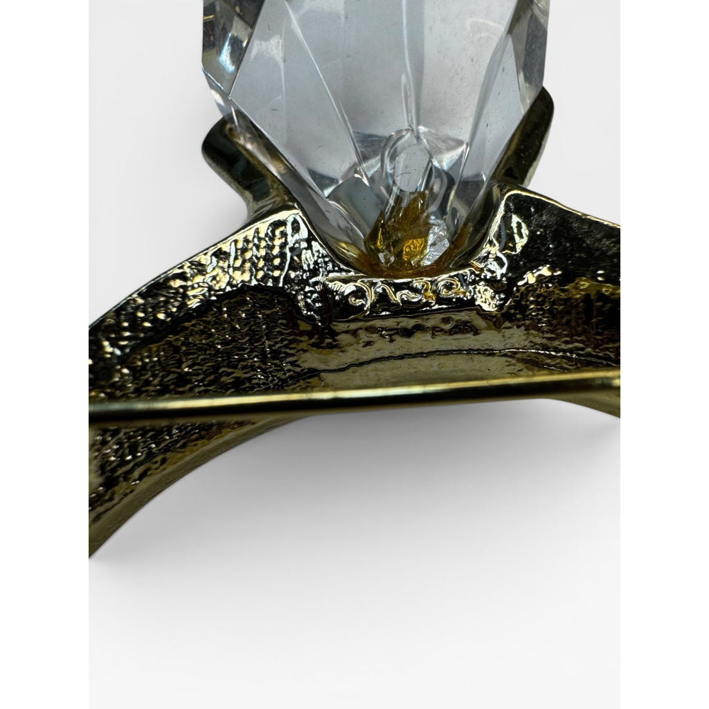 AJC Giant Diamond Engagement Ring Brooch Acrylic Solitaire Vintage 1980s