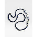 Lapis Porcelain Cylinder 32" 14K Gold Filled Clasp Necklace Vintage
