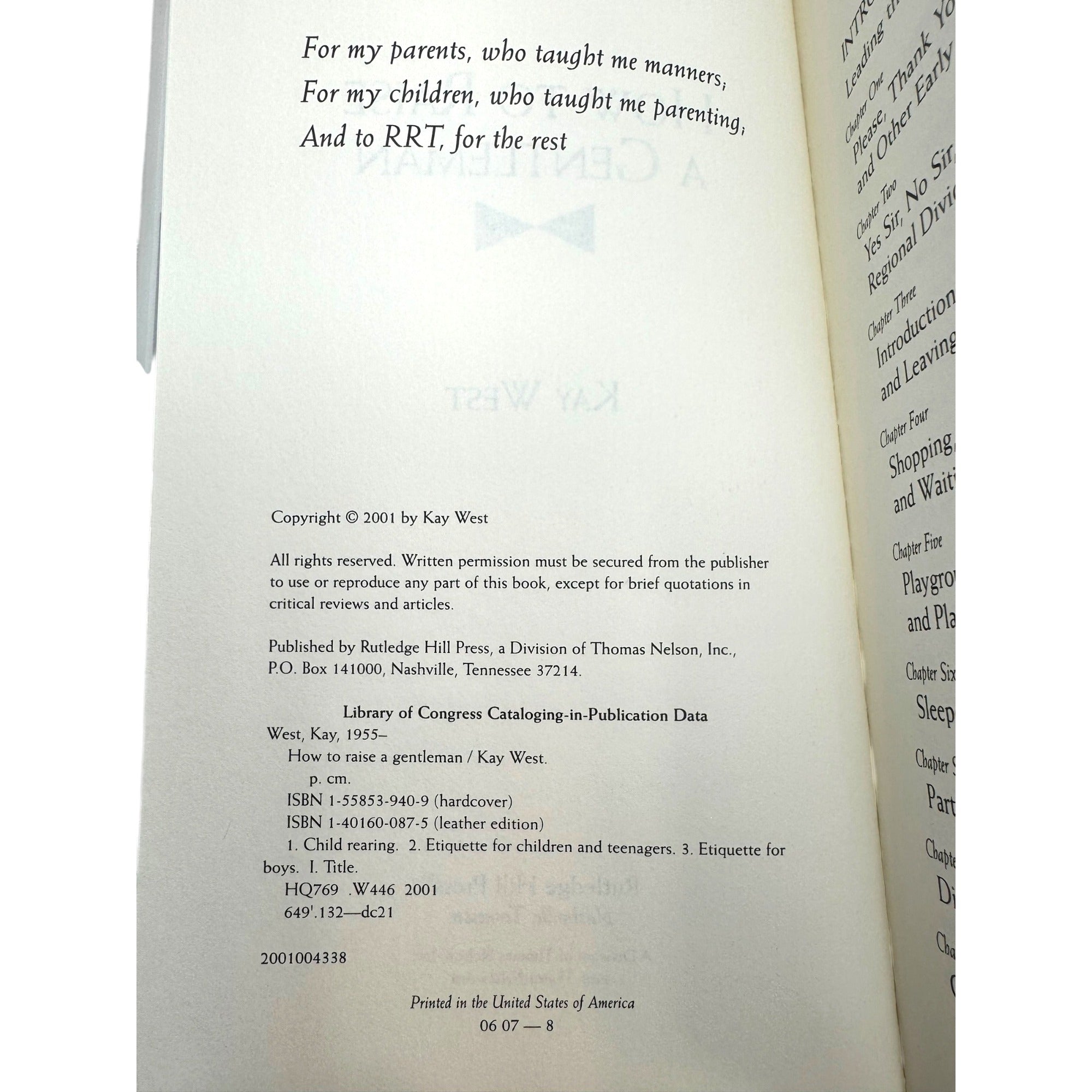 How To Raise A Gentleman: A Civilized Guide To Helping Your Son Through His Childhood By Kay West Hardcover