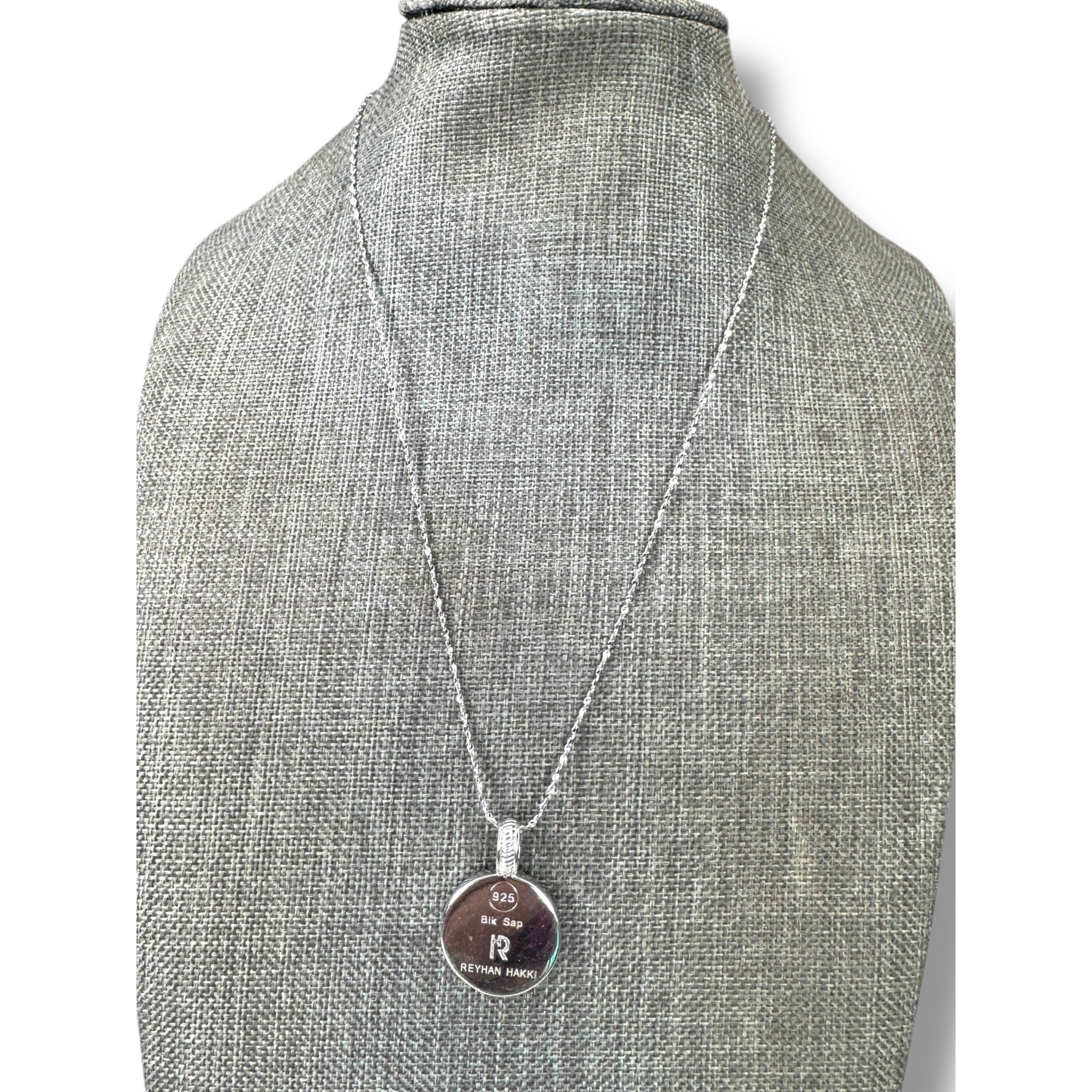 Reyhan Hakki Sterling Silver Black Sapphire Pendant Necklace 16"
