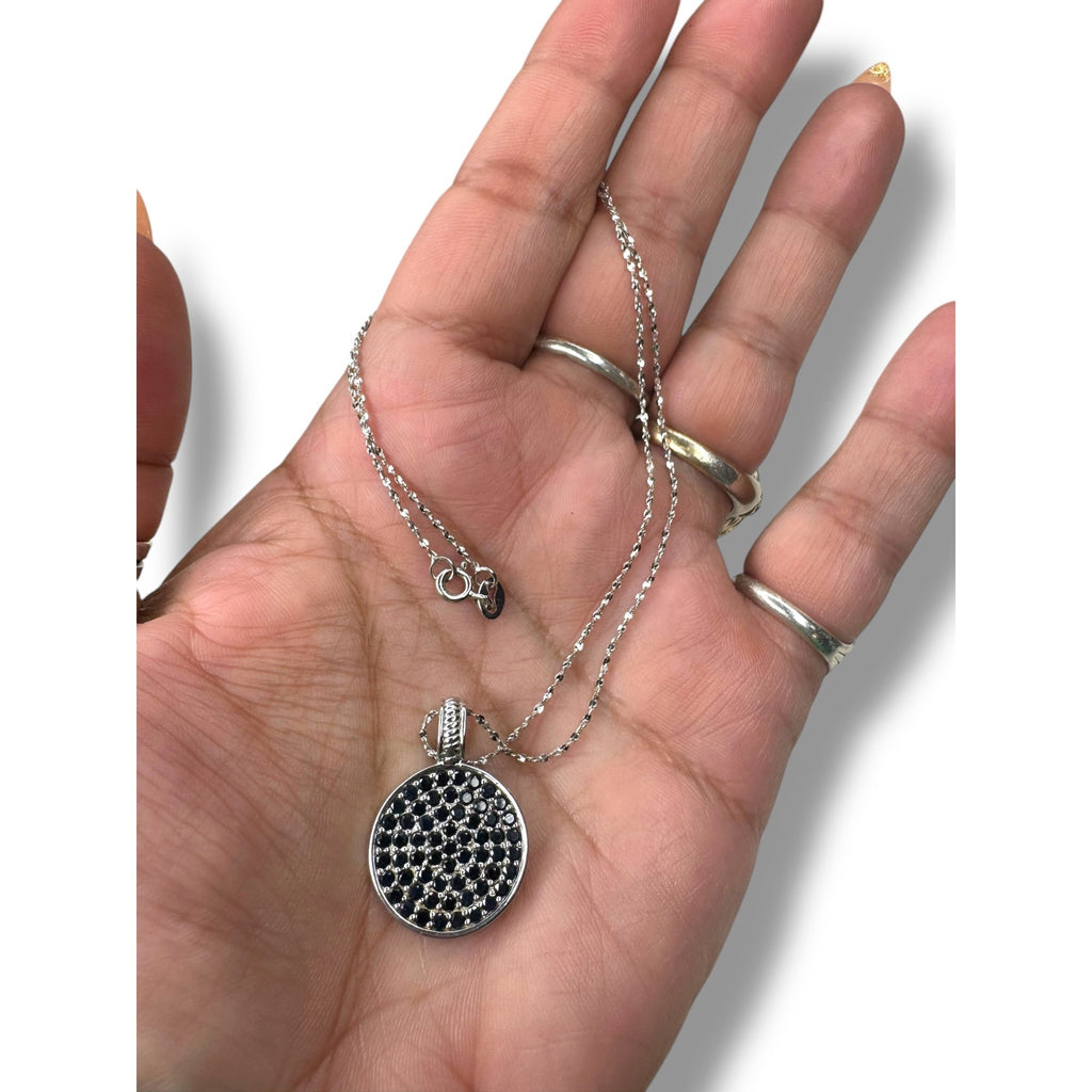 Reyhan Hakki Sterling Silver Black Sapphire Pendant Necklace 16"