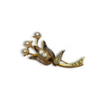 Spain Damascene Flower Pearl Brooch Mid Century 1950s Vintage