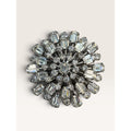 1950s Mid Century Silver Tone Clear Rhinestone Starburst Brooch 1.86" Vintage