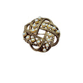 1928 Brooch Gold Tone Faux Pearl Openwork Floral Filigree 1990s Vintage