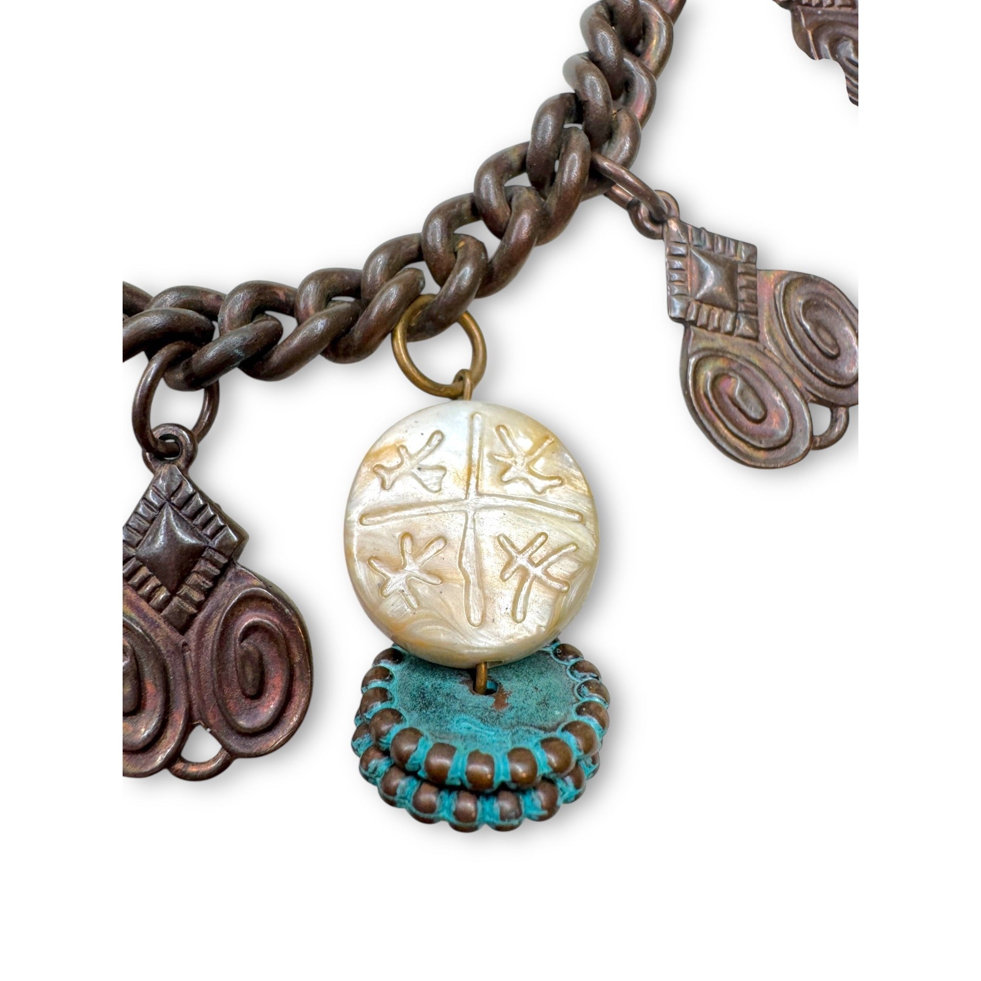 Kate Hines Chunky 80s Copper Charm Bracelet