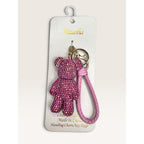 Natasha Rhinestone Teddy Bear Bag Charm Keychain New With Tags Pink Gold