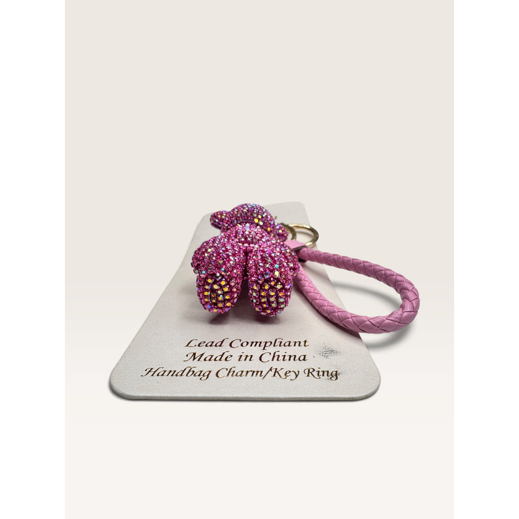 Natasha Rhinestone Teddy Bear Bag Charm Keychain New With Tags Pink Gold