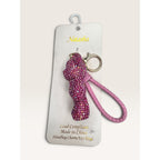 Natasha Rhinestone Teddy Bear Bag Charm Keychain New With Tags Pink Gold