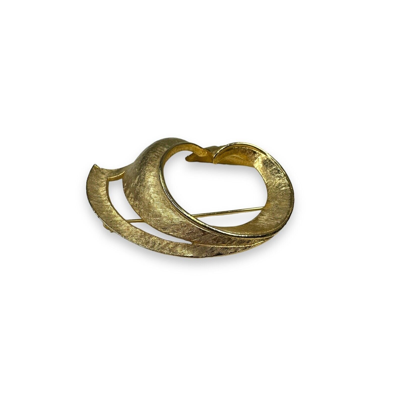 Vintage Mode Art Arthur Pepper Gold Tone Abstract Brooch 2 3/4" x 2" Mid Century