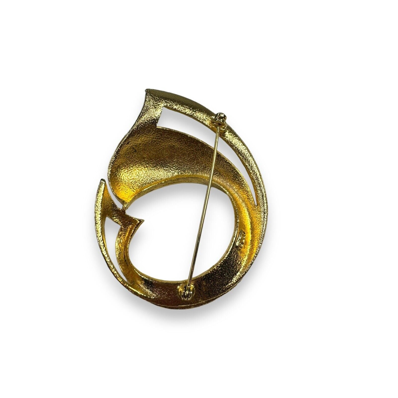 Vintage Mode Art Arthur Pepper Gold Tone Abstract Brooch 2 3/4" x 2" Mid Century