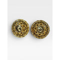 Whiting & Davis Gold Tone Filigree Button Earrings Pierced Post Back Vintage 80s
