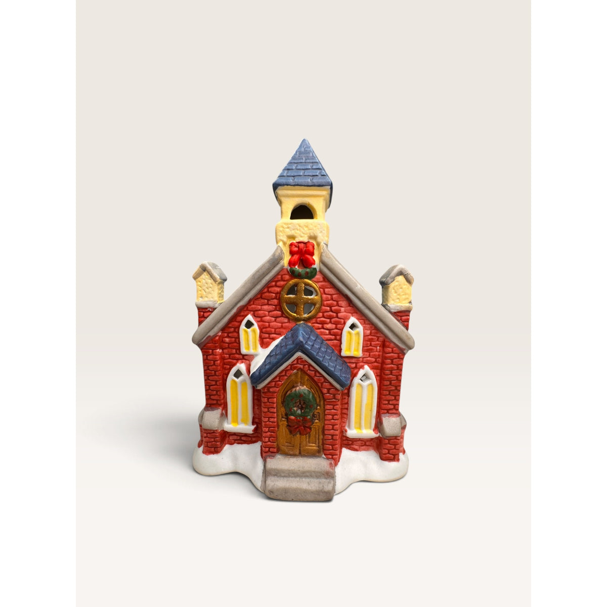 Giftco Ceramic Brick Church Votive Tealight Candle Holder Christmas Village Vintage