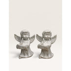 Angel Taper Candle Holders Ceramic White Set of 2 Vintage 1970s Unbranded
