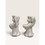 Angel Taper Candle Holders Ceramic White Set of 2 Vintage 1970s Unbranded