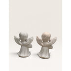 Angel Taper Candle Holders Ceramic White Set of 2 Vintage 1970s Unbranded