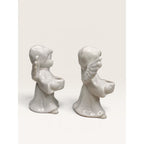 Angel Taper Candle Holders Ceramic White Set of 2 Vintage 1970s Unbranded