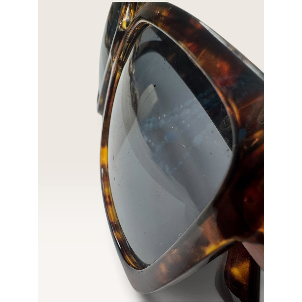 Faux Tortoise Shell Oversized Square Butterfly Sunglasses 58mm Lens Scuffs