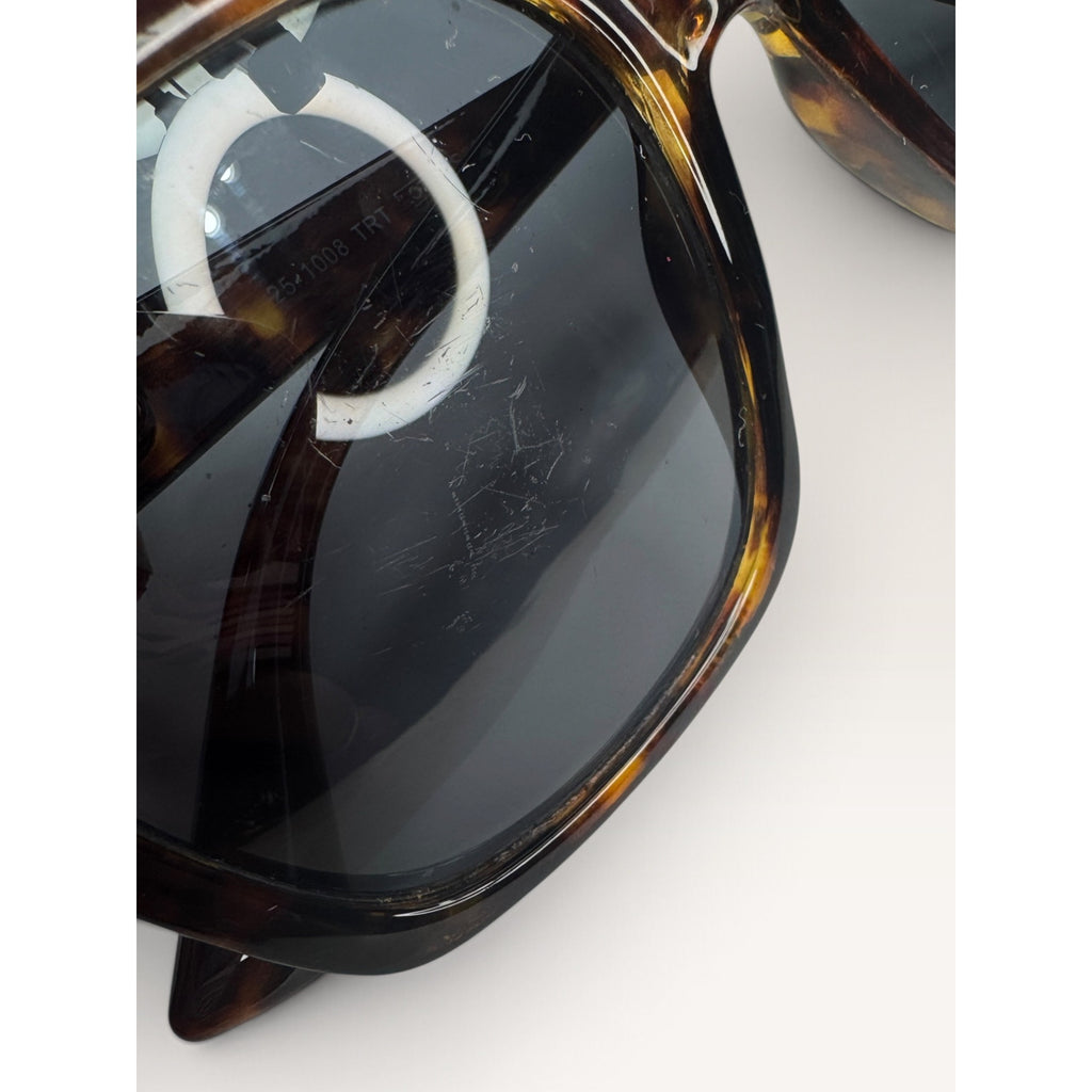 Faux Tortoise Shell Oversized Square Butterfly Sunglasses 58mm Lens Scuffs