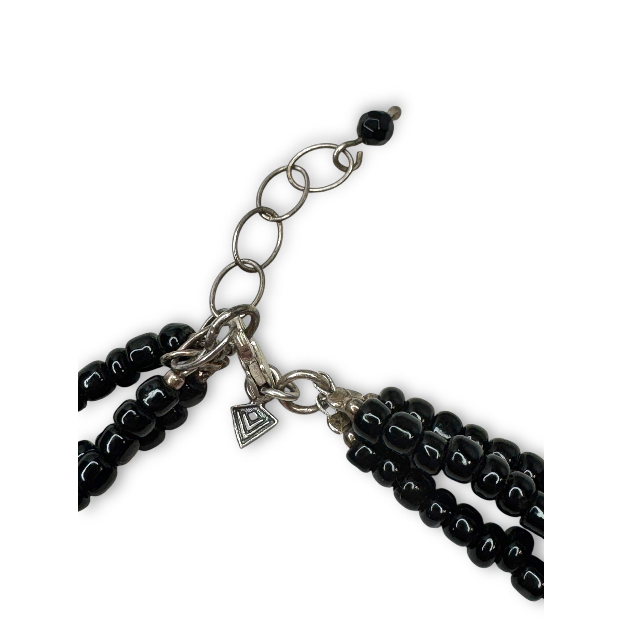 Silpada Sterling Silver Black Glass 3 Strand Necklace16-18" Retired