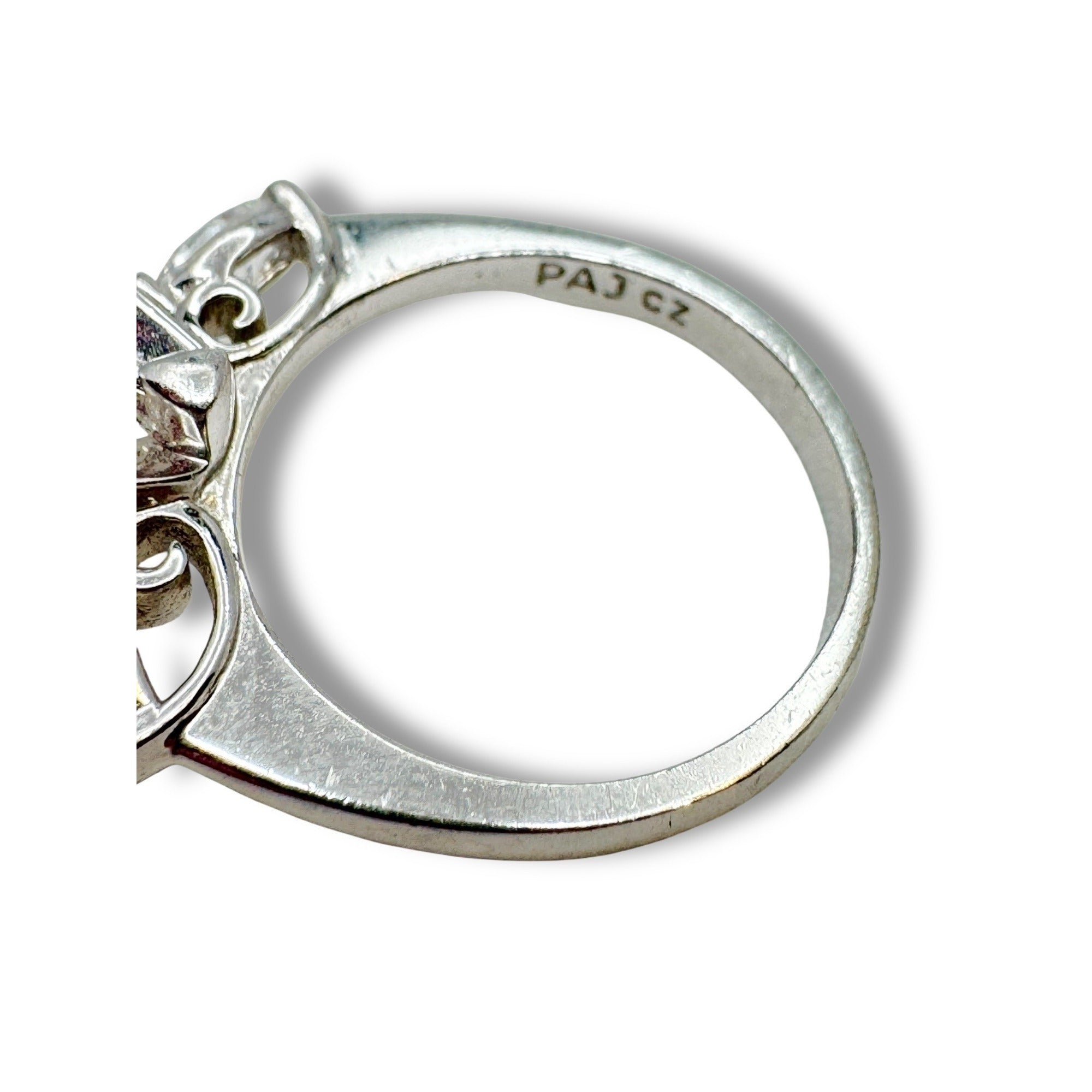 PAJ Sterling Silver Engagement Ring Cz Stone Size 7.5 4.51g Weight