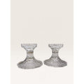 Vintage 1990s Clear Pressed Glass Pillar Candle Holders Pair 4.25 Inch