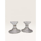 Vintage 1990s Clear Pressed Glass Pillar Candle Holders Pair 4.25 Inch