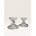 Vintage 1990s Clear Pressed Glass Pillar Candle Holders Pair 4.25 Inch