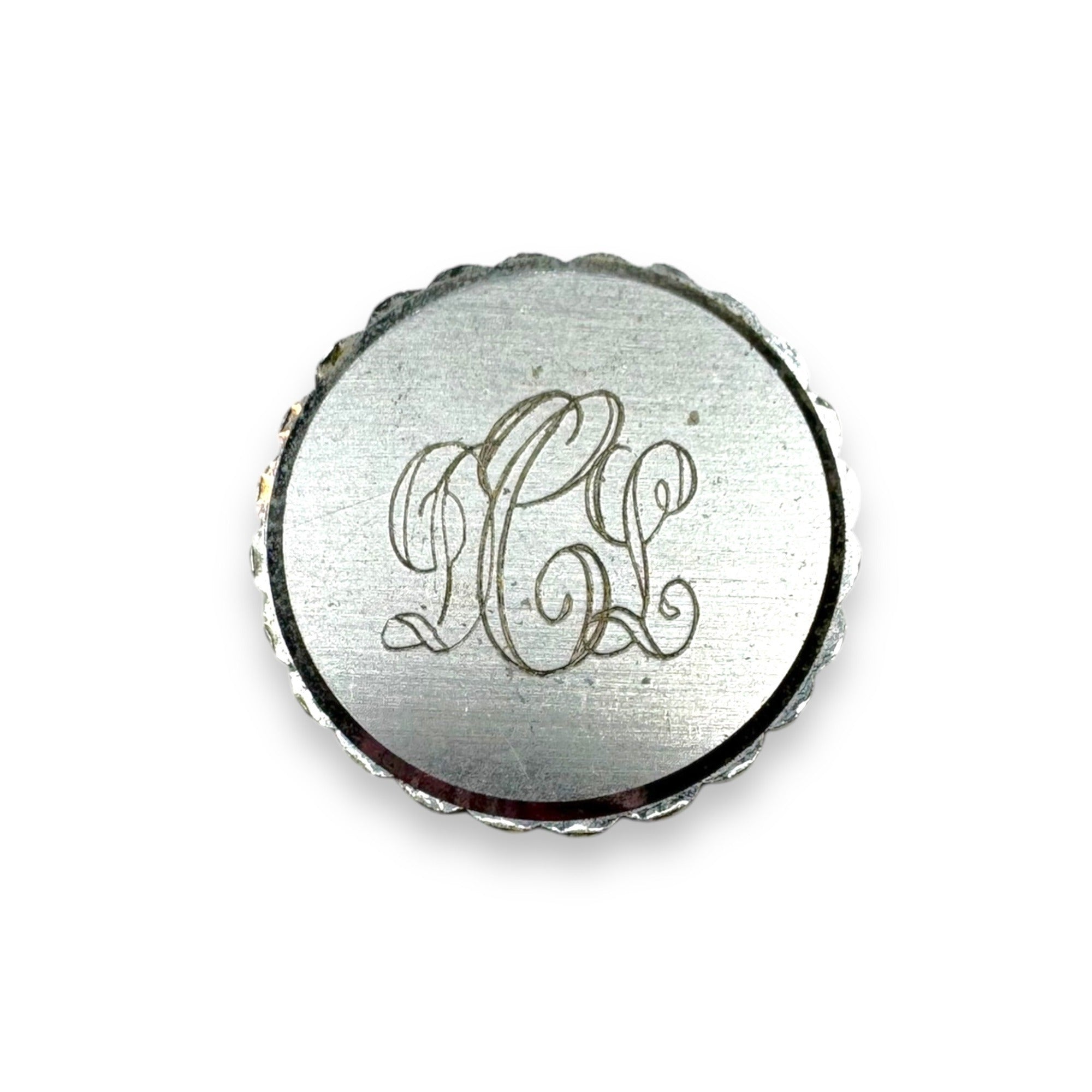 LaMode Sterling Silver Brooch Monogrammed DCL Round Vintage