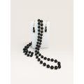 14K Gold Black Onyx Bead Necklace Earrings Set 24 Inch 585 Leverback Vintage