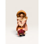 Vintage Straw Hat Floral Dress Doll with Basket 11.5 Inch