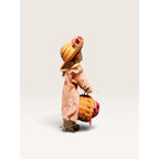 Vintage Straw Hat Floral Dress Doll with Basket 11.5 Inch