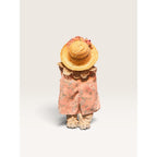 Vintage Straw Hat Floral Dress Doll with Basket 11.5 Inch