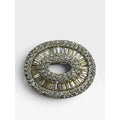 Oval Crystal Brooch Silver Tone Open Center Pin Vintage 1950s