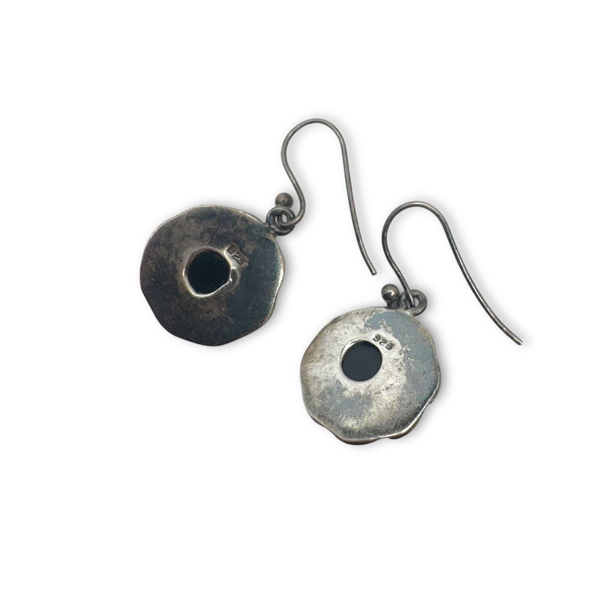 Sterling Silver Onyx Dangle Earrings Handcrafted Pierced Design