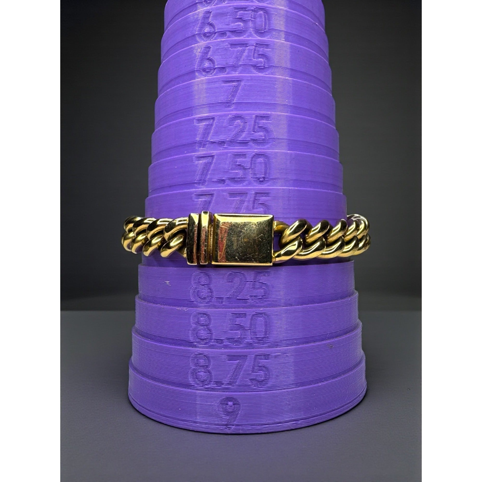 Esquire Gold Tone Stainless Steel Cuban Link Bracelet Mens 2000s