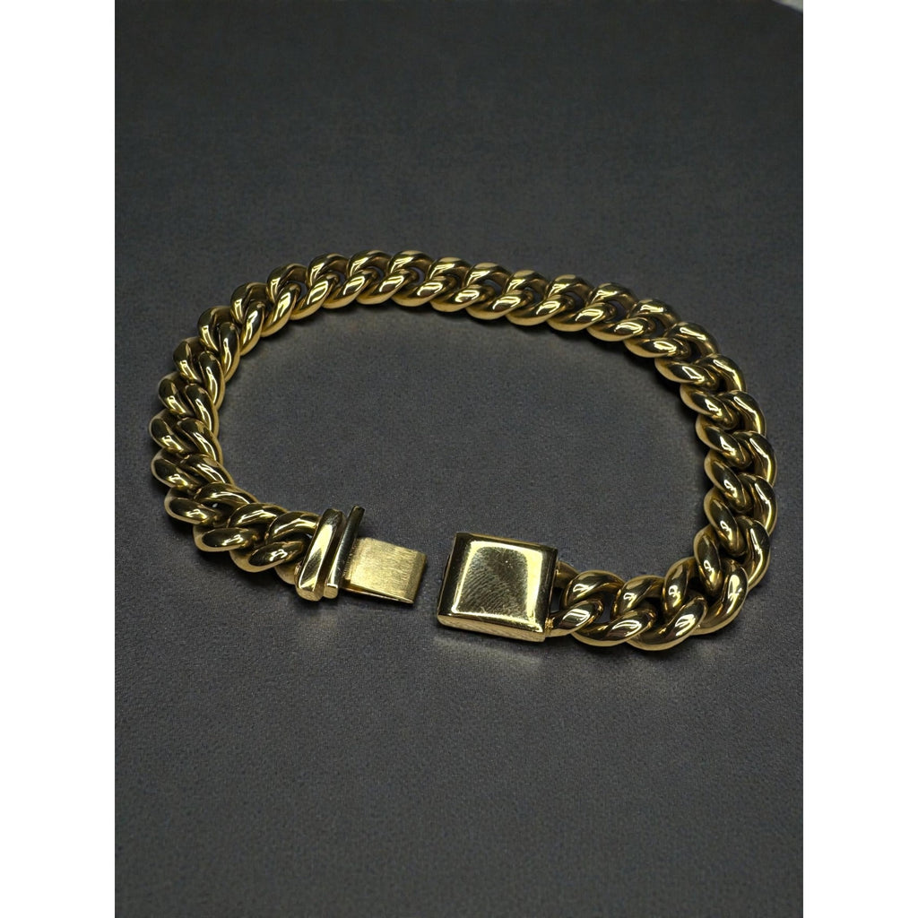 Esquire Gold Tone Stainless Steel Cuban Link Bracelet Mens 2000s