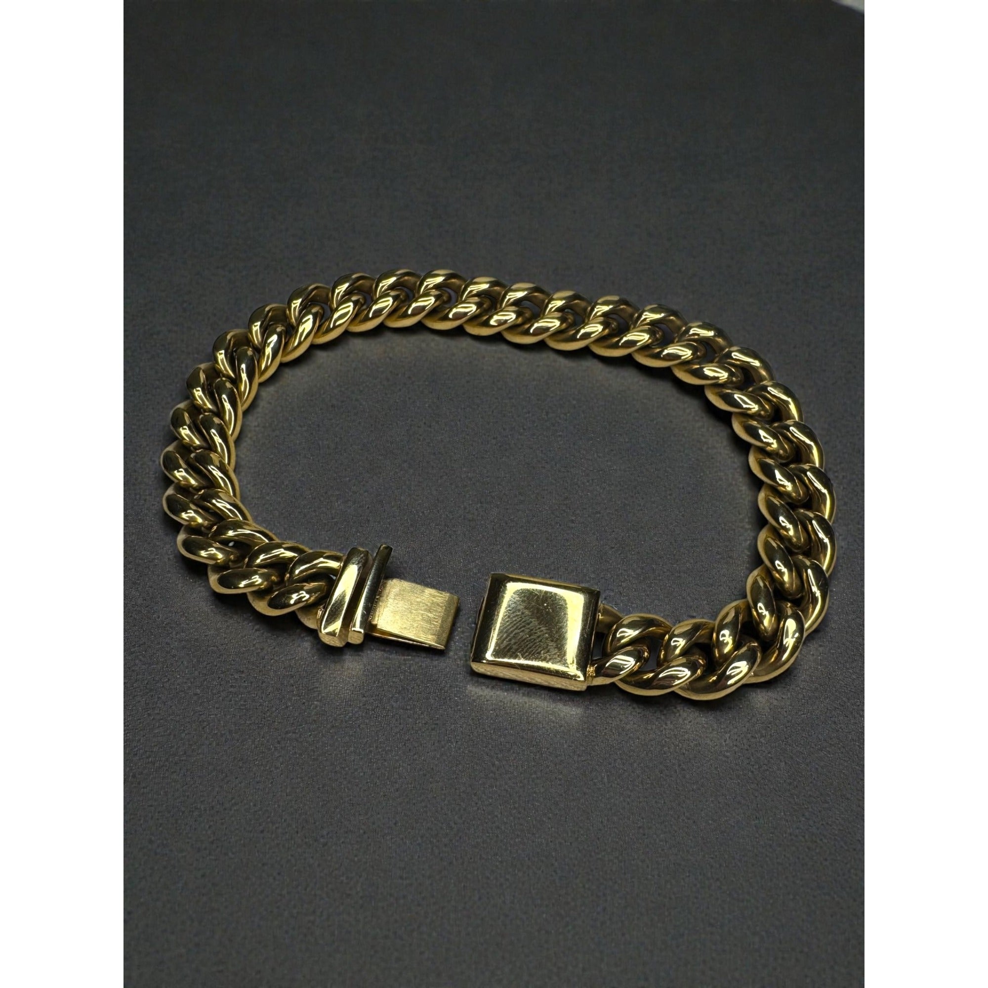 Esquire Gold Tone Stainless Steel Cuban Link Bracelet Mens 2000s